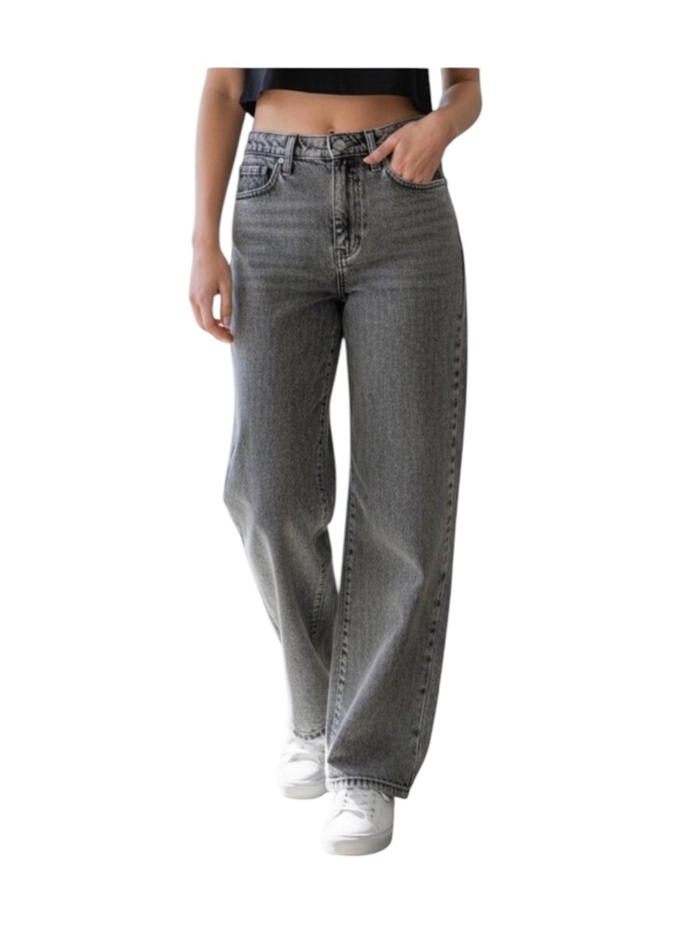 Gray Stone Washed Vintage Straight Leg Jeans